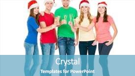  Presentation with white christmas - Cool new presentation design with alchocol youngsters - group of smiling friends backdrop and a teal colored foreground