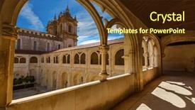  Presentation with monastery - Audience pleasing PPT layouts consisting of christian gate - alcobaca monastery - portugal backdrop and a tawny brown colored foreground