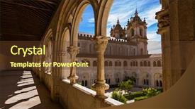  Presentation with monastery - Cool new presentation theme with christian gate - alcobaca monastery - portugal backdrop and a tawny brown colored foreground