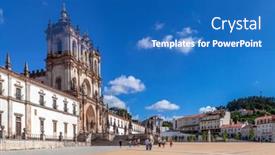  Presentation with gothic architecture - Presentation theme consisting of alcobaca-portugal-july-17-2017 background and a teal colored foreground