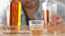  Presentation with whisky bottle - PPT theme having alcohol - bottle and glass of whisky background and a coral colored foreground