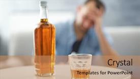  Presentation with whisky bottle - Audience pleasing presentation design consisting of alcohol - bottle and glass of whisky backdrop and a coral colored foreground