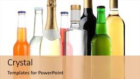  Presentation with alcohol white - Slides having alcohol - bottles with different drinks background and a yellow colored foreground