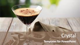  Presentation with served - Amazing PPT layouts having alcohol - espresso cocktail served on table backdrop and a violet colored foreground