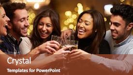  Presentation with friends eating and drinking wine - PPT layouts featuring alcohol - group of friends enjoying evening background and a tawny brown colored foreground
