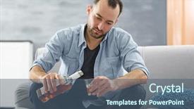  Presentation with drinking alcohol - Cool new slide deck with alcohol - handsome depressed man drinking whisky backdrop and a ocean colored foreground