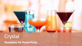  Presentation with glasses - Presentation design featuring alcohol - several glasses of different drinks background and a coral colored foreground