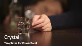  Presentation with alcoholism - Beautiful PPT theme featuring alcohol - unconscious drunk woman with glass backdrop and a tawny brown colored foreground