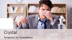  Presentation with drinking alcohol - Presentation theme having alcohol - young businessman drinking from stress background and a light gray colored foreground