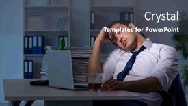  Presentation with alcohol - Slide deck with alcohol-addicted-businessman-working-late background and a dark gray colored foreground