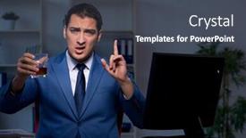  Presentation with alcohol - Presentation theme featuring alcohol-addicted-businessman-working-late background and a dark gray colored foreground