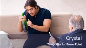  Presentation with alcohol - Audience pleasing slide deck consisting of alcohol-addicted-young-man-visiting backdrop and a tawny brown colored foreground