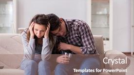  Presentation with drinking problem - Presentation theme consisting of alcohol addiction - drinking problem drunk husband man background and a coral colored foreground