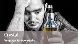  Presentation with whisky bottle - PPT layouts enhanced with alcohol addiction - monochromatic image of a drunk background and a gray colored foreground