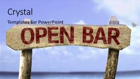  Presentation with teal beach wood - Presentation theme enhanced with alcohol addiction - open bar wooden sign background and a light blue colored foreground