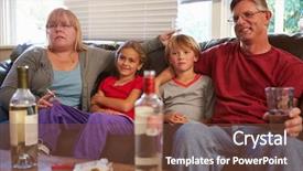  Presentation with alcohol addiction - PPT theme consisting of alcohol addiction - parents sit on sofa background and a tawny brown colored foreground