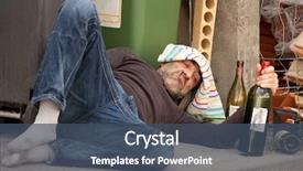  Presentation with alcohol addiction - PPT theme consisting of alcohol addiction - poor and drunk man lying background and a ocean colored foreground