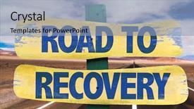  Presentation with alcohol addiction - Beautiful PPT theme featuring alcohol addiction - road to recovery sign backdrop and a light blue colored foreground