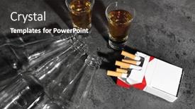  Presentation with cigarettes - Theme consisting of alcohol and cigarettes on grey background background and a dark gray colored foreground
