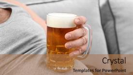  Presentation with beer - Audience pleasing slide set consisting of alcohol disease - man holding glass of beer backdrop and a coral colored foreground