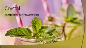  Presentation with alcohol - Colorful theme enhanced with alcohol drink on wooden boards part of three glasses with alcohol drink and ice cubes a drink number seventy six cocktail mohito with straw and mint leaf country life light background backdrop and a soft green colored foreground