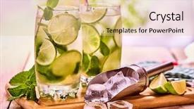  Presentation with alcohol - Amazing theme having alcohol drink wooden boards are glass with alcohol drink and ice cubes a drink number two hundred and sixty cocktail mohito and scoop ice country life cocktail on country table light background backdrop and a lemonade colored foreground