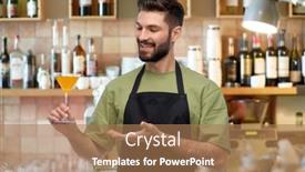  Presentation with alcohol - PPT theme having alcohol-drinks-people-and-profession background and a coral colored foreground