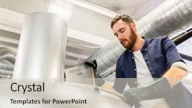  Presentation with craft beer - Cool new theme with alcohol fermentation - manufacture business and people concept backdrop and a lemonade colored foreground