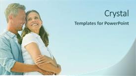  Presentation with people helping each teamwork couple - Slide set consisting of alcohol free - happy couple smiling at each background and a sky blue colored foreground