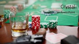  Presentation with normal - Presentation theme with alcohol gambling addictions - playing chips on game table background and a seafoam green colored foreground