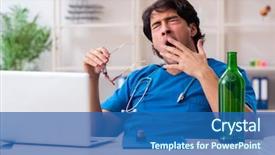  Presentation with doctor office - Amazing PPT theme having alcohol medical - young male doctor drinking backdrop and a  colored foreground