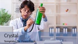  Presentation with drinking alcohol - Slide deck having alcohol medical - young male doctor drinking background and a  colored foreground