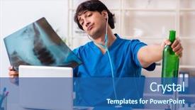  Presentation with doctor office call center - Theme having alcohol medical - young male doctor drinking background and a ocean colored foreground