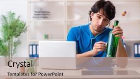  Presentation with doctor office call center - PPT theme having alcohol medical - young male doctor drinking background and a  colored foreground