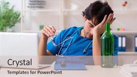  Presentation with doctor office - Audience pleasing slide set consisting of alcohol medical - young male doctor drinking backdrop and a  colored foreground