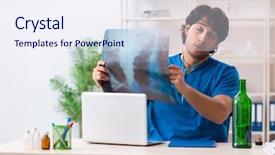  Presentation with doctor office - Audience pleasing slide set consisting of alcohol medical - young male doctor drinking backdrop and a sky blue colored foreground