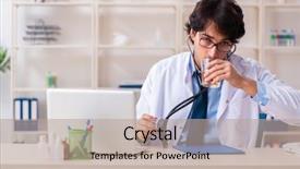  Presentation with doctor office call center - Presentation theme featuring alcohol medical - young male doctor drinking background and a coral colored foreground