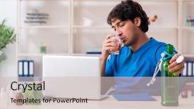  Presentation with doctor office - Cool new slide set with alcohol medical - young male doctor drinking backdrop and a  colored foreground