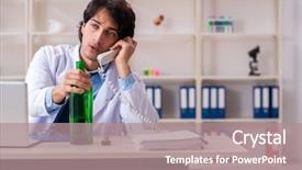  Presentation with doctor office - Cool new presentation design with alcohol medical - young male doctor drinking backdrop and a  colored foreground