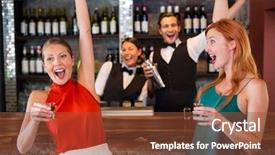  Presentation with tequila - PPT theme with alcohol party - happy women having tequila background and a tawny brown colored foreground