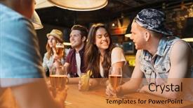  Presentation with wireless communication concept - Audience pleasing theme consisting of alcohol party - people leisure friendship and communication backdrop and a coral colored foreground