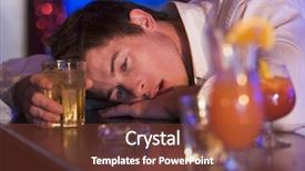  Presentation with head - Slides consisting of alcohol problem - drunk young man resting head background and a tawny brown colored foreground