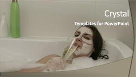  Presentation with face mask - Amazing slide deck having alcohol treatments - portrait of woman in bathtub backdrop and a gray colored foreground