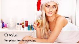  Presentation with reflexology foot massage spa foot - Amazing slide deck having alcohol treatments - woman getting massage in christmas backdrop and a  colored foreground