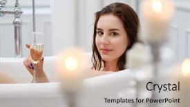  Presentation with alcohol - Presentation design consisting of alcohol treatments - woman laying in a bath background and a soft green colored foreground