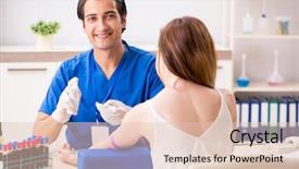  Presentation with blood test - Cool new presentation theme with alcohol treatments - young patient during blood test backdrop and a lemonade colored foreground