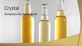 Presentation with milk bottle and milk glass - Cool new theme with alcohol y bebidas - glass bottles of lager beer backdrop and a light gray colored foreground