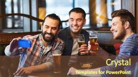  Presentation with people mobile technology - Presentation theme having alcohol y bebidas - people men leisure friendship background and a tawny brown colored foreground