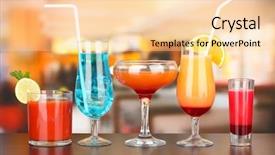  Presentation with glasses - Beautiful presentation design featuring alcohol y bebidas - several glasses of different drinks backdrop and a lemonade colored foreground