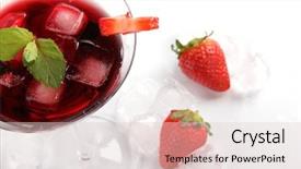  Presentation with alcoholic - Audience pleasing slide set consisting of alcoholic drink with strawberries backdrop and a lemonade colored foreground